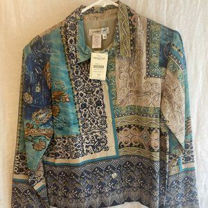 Coldwater Creek Women's Mixed Patch Print Jacket XS silk